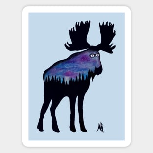 Forest Sky Hipster Moose Magnet